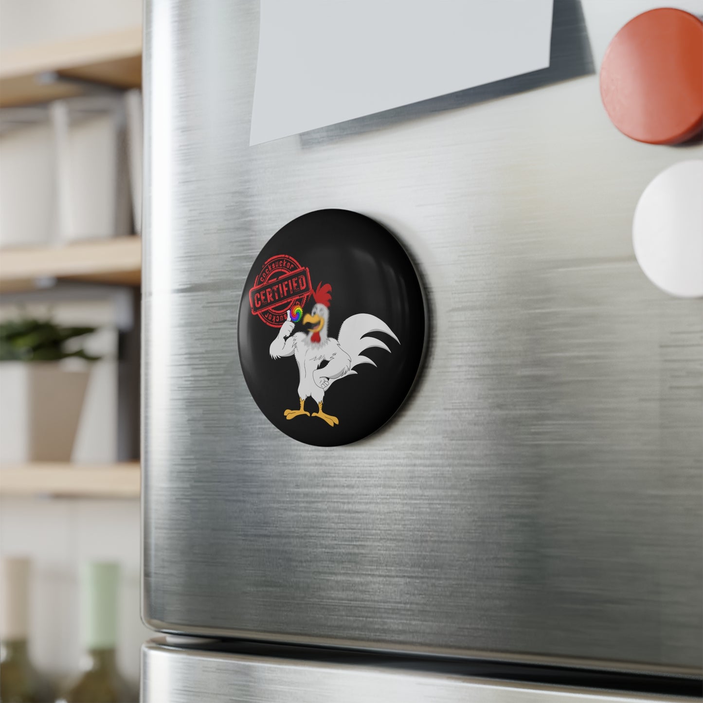 Certified Cock Sucker Button Magnet, Round (1 & 10 pcs)