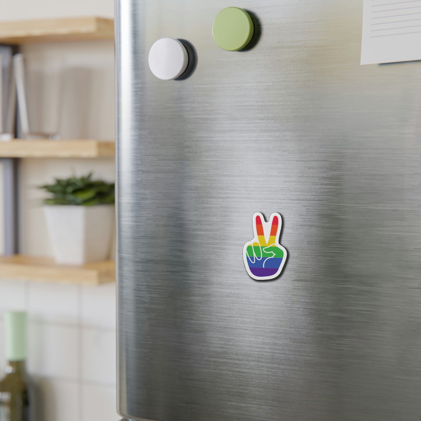 Rainbow Hand Peace Sign Magnet